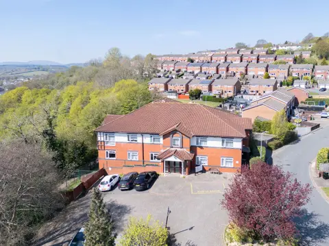 A wide aerial view of Aria Care Home, Newport