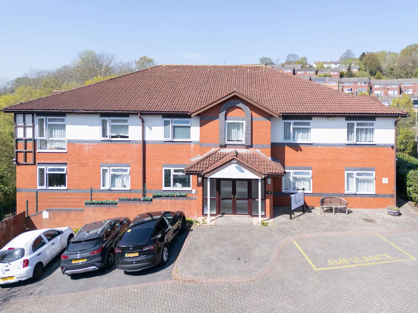 A drone view of Aria Care Home, Newport, front on