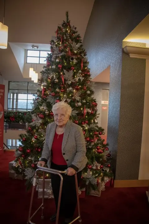 Residents, families and the team celebrating Christmas 2018.