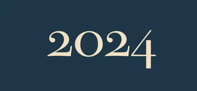 The year 2024 in large numerals on navy.