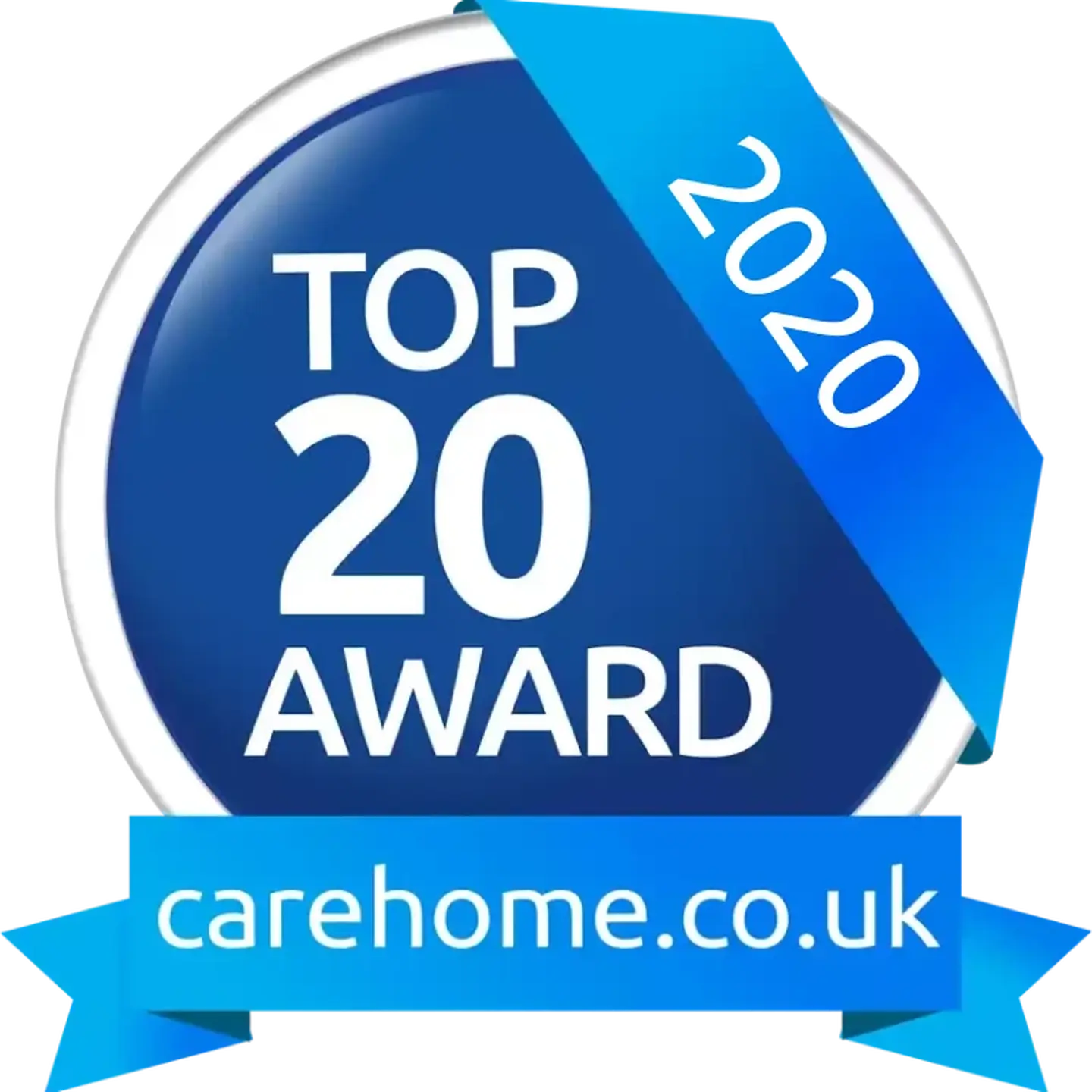 The carehome.co.uk Top 20 Award badge for 2020.